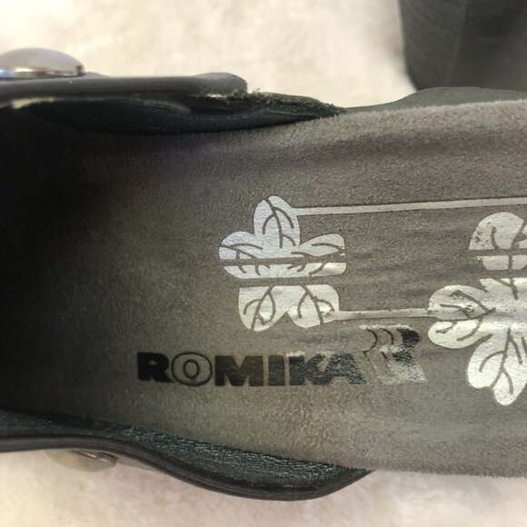 Romika Black Leather Mule Clogs Size 37 (6.5) - Picture 7 of 12